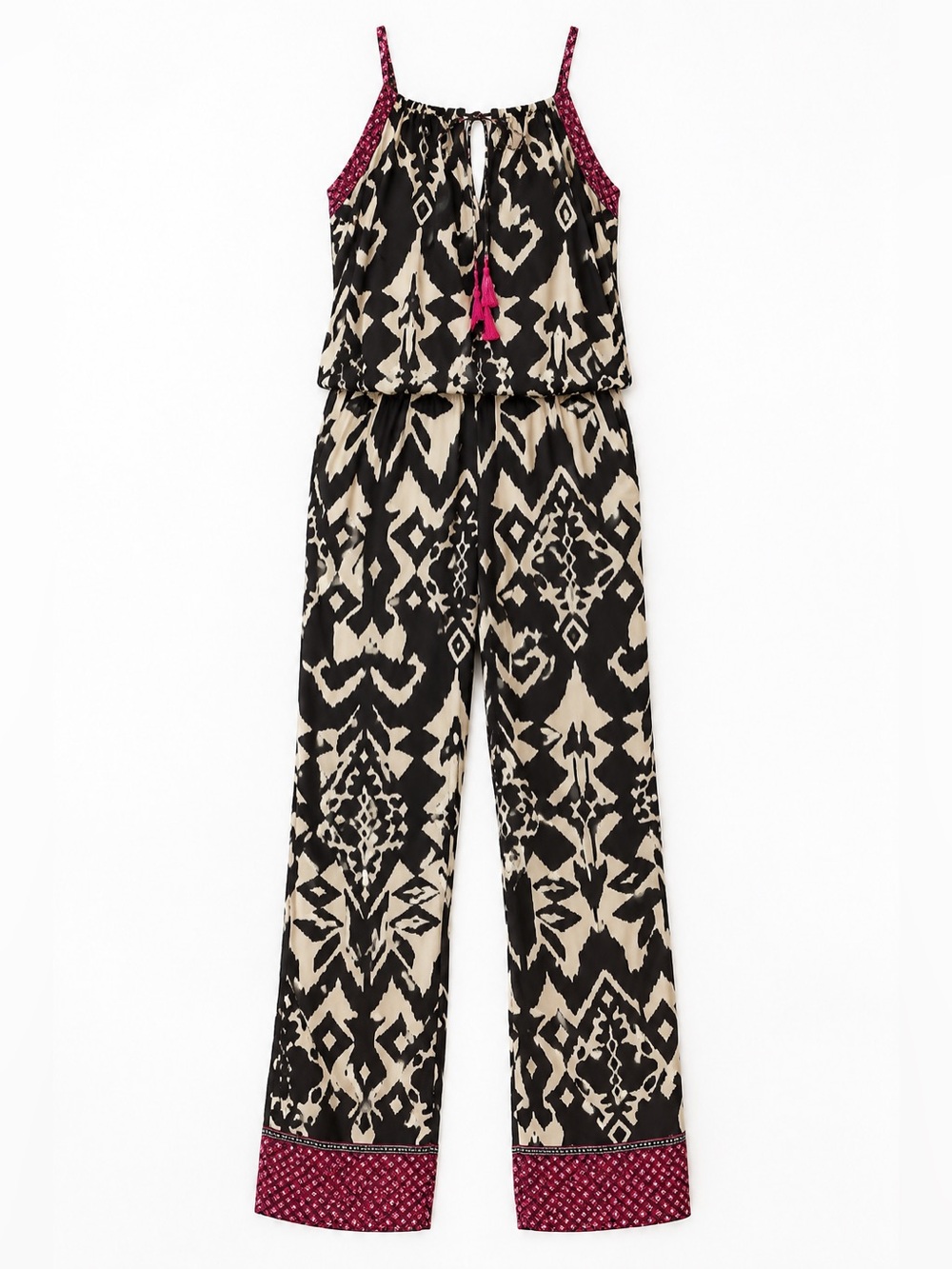 INC International black, white and fuchsia pink slinky knit jumpsuit Large